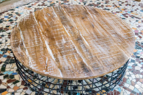 Okrągły stolik drewno mango metal - Orange Tree meble indyjskie