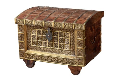 Średniowieczny kufer z mosiądzem - Orange Tree meble indyjskie