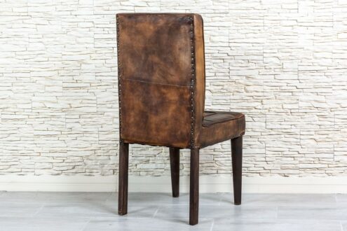 Krzesło antyczna skóra naturalna - Orange Tree meble indyjskie