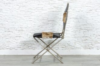 Metalowe krzesło ze skórą - Orange Tree meble indyjskie