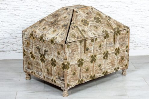 Stary kufer w kształcie piramidy - Orange Tree meble indyjskie