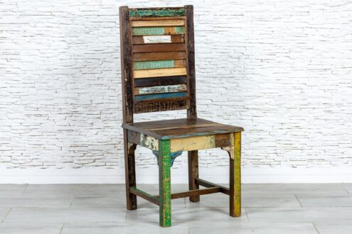 Kolorowe krzesło recycled - Orange Tree meble indyjskie