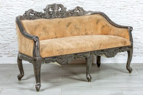 Srebrna sofa z welurem - Orange Tree meble indyjskie