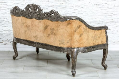 Srebrna sofa z welurem - Orange Tree meble indyjskie