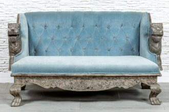 Srebrna sofa z lwami - Orange Tree meble indyjskie