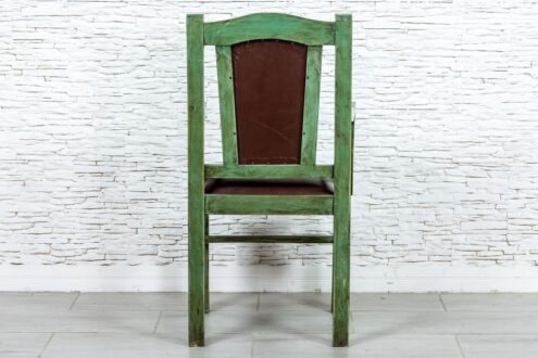 Zielony fotel ze skórą naturalną - Orange Tree meble indyjskie