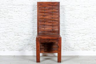 Brązowe krzesło z plecionką - Orange Tree meble indyjskie