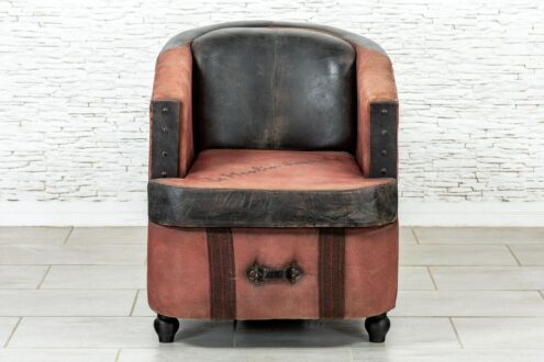 Skórzany fotel vintage - Orange Tree meble indyjskie
