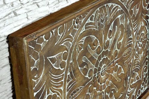 Drewniany panel z rzeźbioną mandalą 3