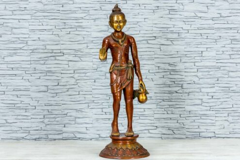 Mosiężna figurka młodego buddysty 81cm 1