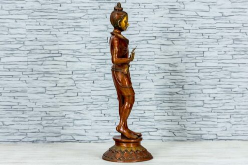 Mosiężna figurka młodego buddysty 81cm 3