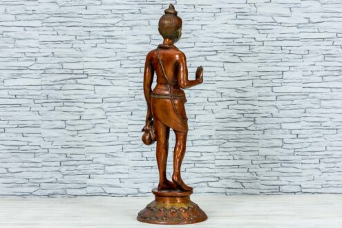 Mosiężna figurka młodego buddysty 81cm 4