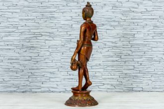 Mosiężna figurka młodego buddysty 81cm 6