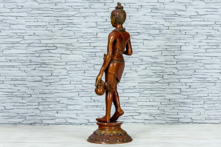 Mosiężna figurka młodego buddysty 81cm 6
