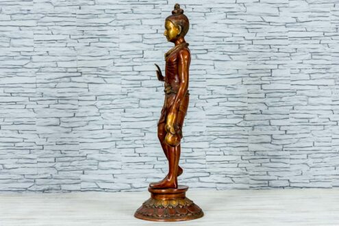 Mosiężna figurka młodego buddysty 81cm 7