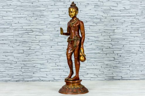 Mosiężna figurka młodego buddysty 81cm 8