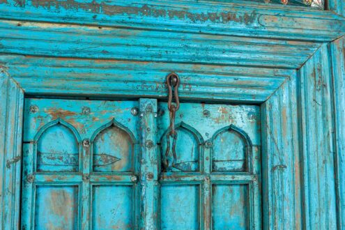 Niebieskie drzwi pawiami - unikat 3