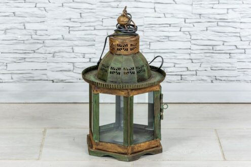 6-kątny zielony lampion 47 cm 2