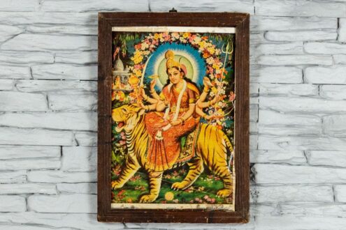 Stary plakat z Lakshmi w ramce