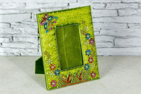 Tekstylna zielona ramka 19x24cm