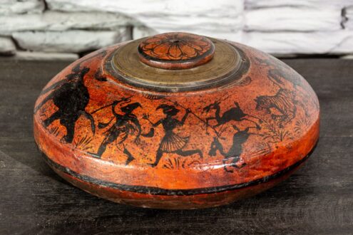 Stary pojemnik opium z czarnymi postaciami - Orange Tree meble indyjskie - 3