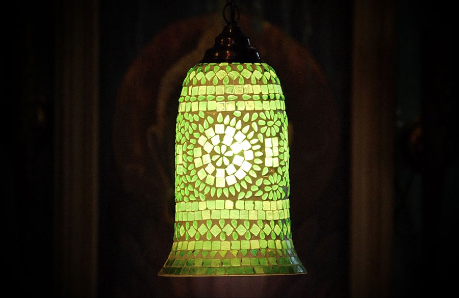 Lampa szklana zielony dzwonek śr. 18cm 3