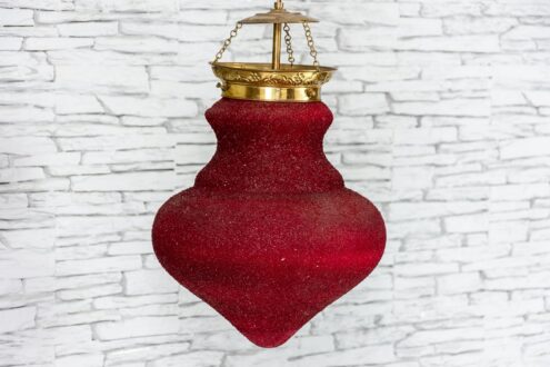 Czerwona lampa z brokatem śr. 27cm 2