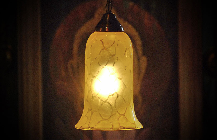 Lampa wisząca cytrynowy dzwonek śr. 28cm 3