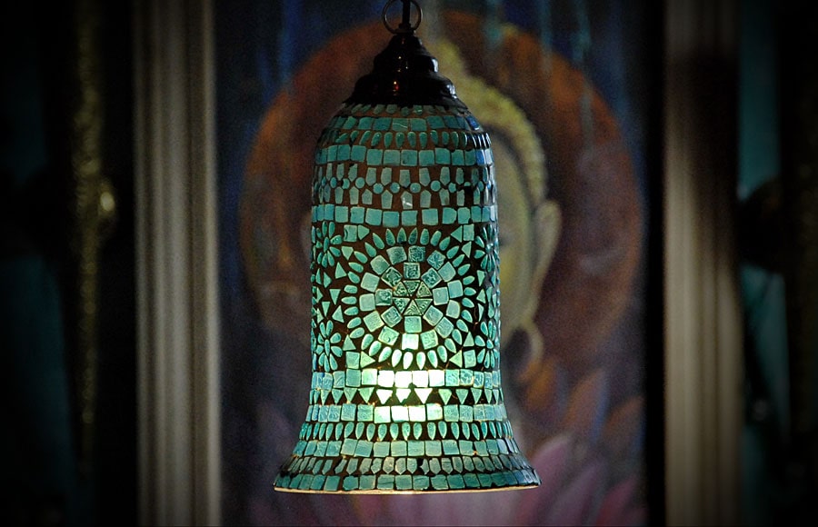 Lampa szklana niebieski dzwonek śr. 19cm 3