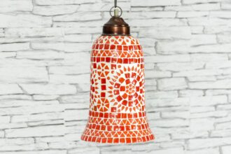 Lampa szklana pomarańczowy dzwonek śr. 15cm 2