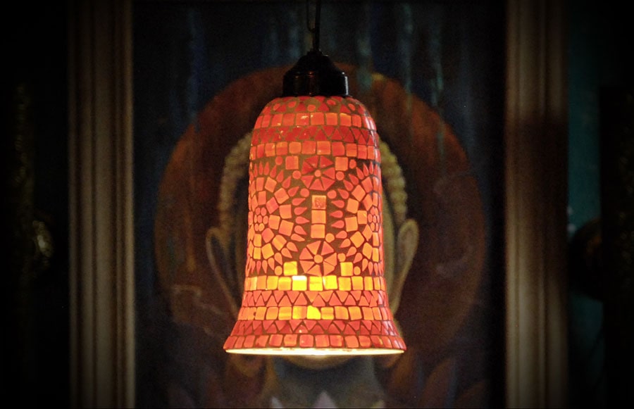 Lampa szklana pomarańczowy dzwonek śr. 15cm 3