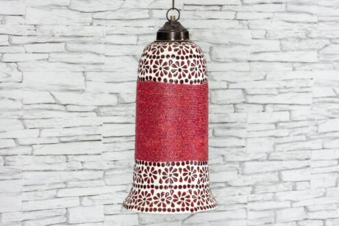 Lampa szklana czerwony dzwonek śr. 17cm 2