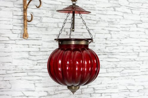 Lampa czerwona dynia z daszkiem śr. 24cm