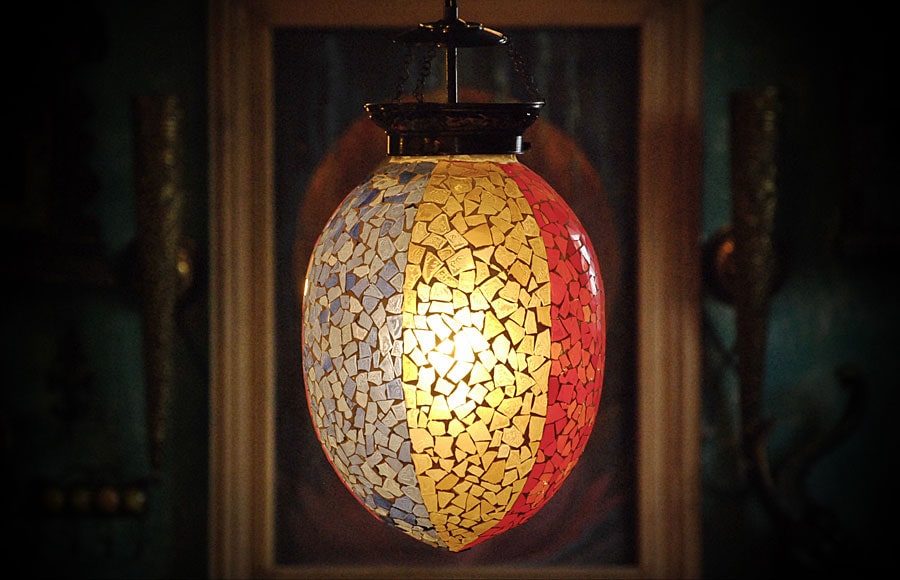Lampa jajko z kolorowymi paskami śr. 25cm 4