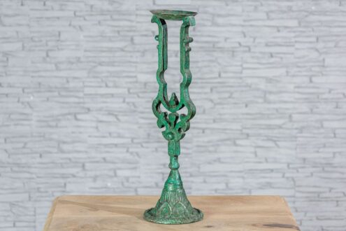 Zielony świecznik żeliwny 41cm 2