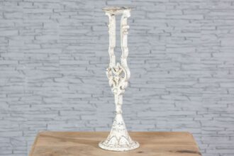 Biały świecznik żeliwny 41cm 2