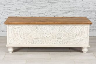 Bielona skrzynia z papugami 120cm 1