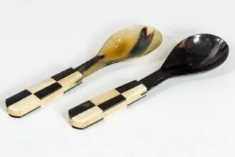 Szylkretowa łyżka do sałatki z kratką 1