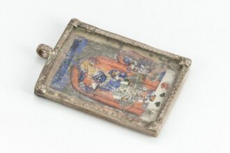 Stary indyjski medalion w srebrze z miniaturką 991 2