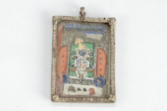 Stary indyjski medalion w srebrze z miniaturką 992 1