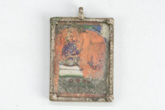 Stary indyjski medalion w srebrze z miniaturką 997 1
