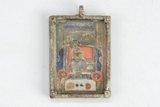Stary indyjski medalion w srebrze z miniaturką 999 1