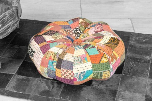 Bawełniany puf rozetowy patchwork 2