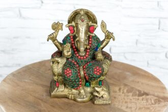 Mosiężny posążek kolorowego Ganeshy 1