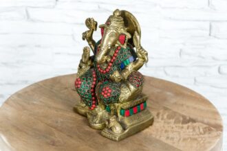 Mosiężny posążek kolorowego Ganeshy 6