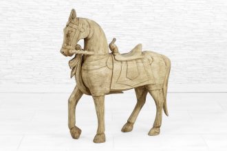 Drewniany koń dekoracyjny 90 cm ręcznie rzeźbiona figura z drewna